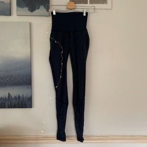 Lululemon Navy Leggings with Mesh Detailing